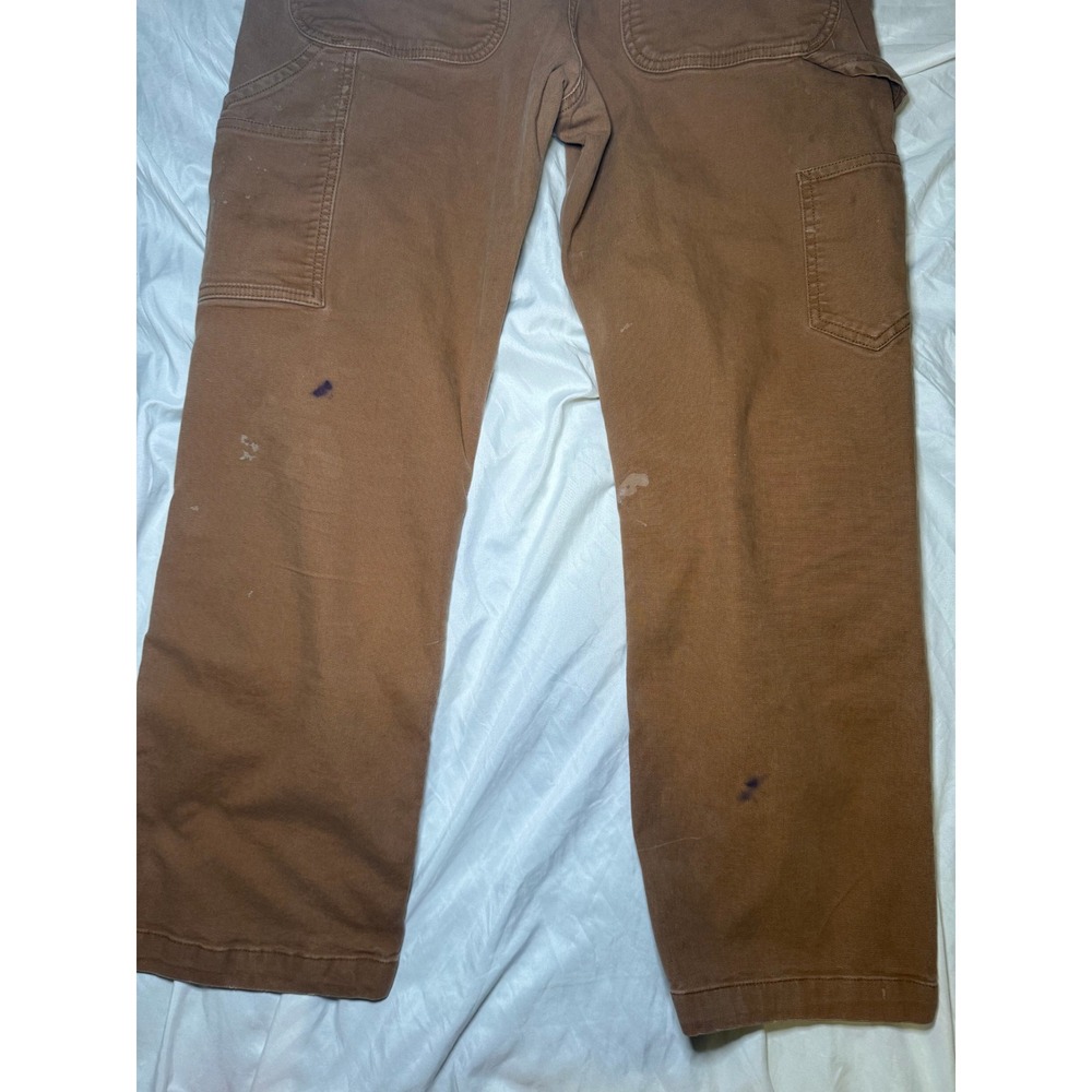 Carhartt Duck Bib Overalls Mens Medium Brown Distressed Workwear Streetwear - Picture 6 of 8